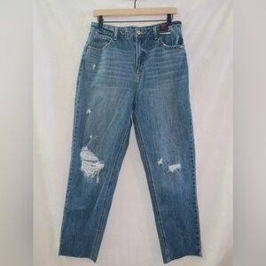 NWT No Boundaries Medium Wash Denim Super High Rise Slim Straight Crop Jeans 11